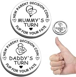 Presente para novos pais para novo pai, mãe, primeira vez, papai, presentes de gravidez para grávidas, melhor presente para grávidas, papai, mamãe, moeda engraçada de decisão de bebê presente para