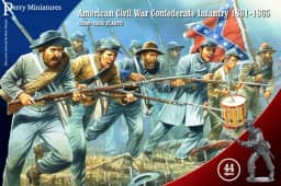 Kit de soldados de brinquedo de plástico 28 mm Guerra Civil Americana CSA Infantaria 1861-65 44 figuras modelo com bandeiras conjunto de jogos de guerra