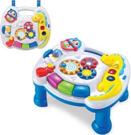 Mesinha de Atividades Infantil Interativa Didática Musical e Luzes Educativa Divertida (Azul)