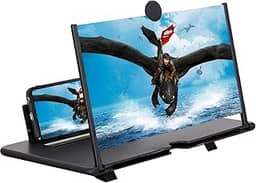 Lupa de tela de 12 polegadas para celular, ampliador de tela GeLar, lupa 3D para celular com zoom de 3 a 4 vezes para filmes, vídeos, jogos, suporte dobrável para telefone com amplificador de tela