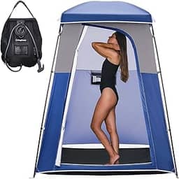 KingCamp Tenda de mudança de banheiro portátil grande para acampamento com bolsa de chuveiro, box de chuveiro ao ar livre, 1 quarto, barraca de banheiro azul para acampamento