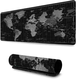 Mouse Pad Gamer Profissional Grande Confortavél Anti Derrapante 90x40 - Mapa Mundi Preto