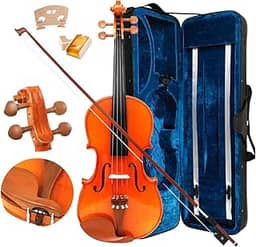 Violino 4/4 Todo Em Madeira Cavalete Acústico + Arco E Breu
