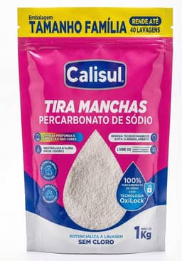 Percarbonato de Sódio 1Kg Em Pó Tira Manchas Roupas Coloridas e Brancas 100% Puro Sem Cloro Biodegradável e Seguro Limpeza Profunda em Todo Ambiente