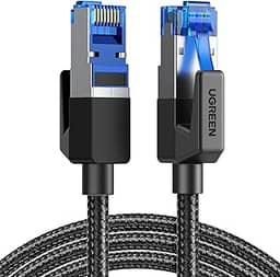 UGREEN Cabo Ethernet Cat 8 3 pés, cabo de rede trançado de alta velocidade 40 Gbps 2000 MHz Cat8 RJ45 Cabos LAN blindados para serviços pesados internos compatíveis para jogos PC PS5 Xbox Mod