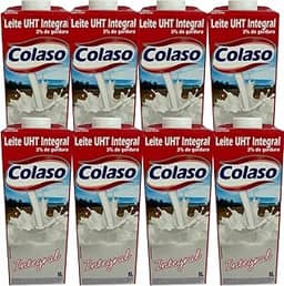 LEITE UHT INTEGRAL COLASO, 3% de Gordura, 1L - KIT COM 8 UNIDADES -