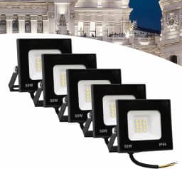 Kit 5 Refletor Led 50w Holofote Bivolt Prova Dágua Frio