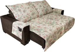 Capa para Sofá Retrátil 2,50m Estampada | Protetor de Sofá Reclinável e Retrátil - Lavável Antiderrapante Contra Sujeira Manchas Pets Crianças Decoração Dois Lugares (Margarida (Tabaco))