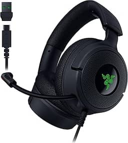 Razer Fone de ouvido para jogos Kraken V4 X com fio: drivers de 40 mm - microfone cardioide - almofadas de espuma de memória - iluminação RGB cromada - cabo tipo C e tipo A - para PC, Mac, PS5