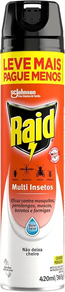 Raid Inseticida Aerossol Multi-Insetos Base Água Leve Mais Pague Menos 420Ml