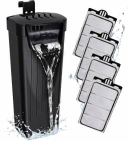 GOZILLA Filtro para tanque de tartaruga 74 GPH, tanque de tartaruga de baixo nível de água 3,5 W filtros de aquário para tanques pequenos de até 48 litros incluem 4 cartuchos de reposição. (Preto)