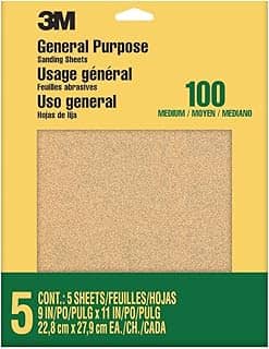 Lixa 3M 9002NA-20, gramatura 100, 5 folhas, ótima para uso geral, 23 x 28 cm