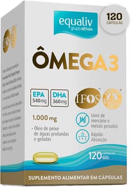 EQUALIV - Suplemento Alimentar de Ômega 3 com Rápida Absorção - À Base de Óleo de Peixe - Sem Glúten e Sem Lactose - 120 Cápsulas em Gel, 1000mg