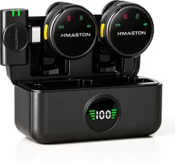 Microfone Lapela Duplo Sem fio – Redução de Ruído, Case Carregador, Tipo C compatível com Android/Iphone 15/16/17, kit com 2 microfones, com display, Ideal para Vlog, Live, Entrevista, YouTube.