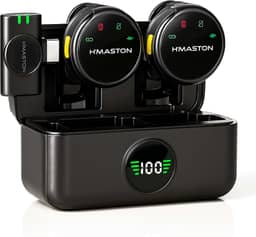 Microfone Lapela Duplo Sem fio – Redução de Ruído, Case Carregador, Tipo C compatível com Android/Iphone 15/16/17, kit com 2 microfones, com display, Ideal para Vlog, Live, Entrevista, YouTube.