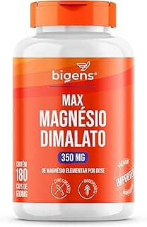 Max Magnésio Dimalato, 350mg de magnésio elementar por dose, 180 cápsulas, Biogens