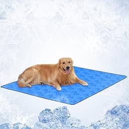 Tapete Fresco para Pets, Almofada Refrescante para Cães, Grande, Azul - Tapete Auto-Refrescante, Ativado por Pressão, Para Cães e Gatos, com 90x68cm