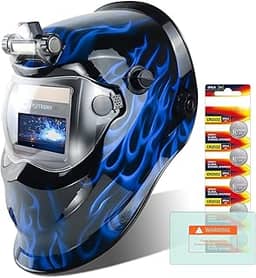 TRQWH Capacete de soldagem de escurecimento automático com capô de solda de cor verdadeira movido a energia solar 2 sensor de arco máscara de soldagem 9-13 com modo de moagem extra capacete de solda