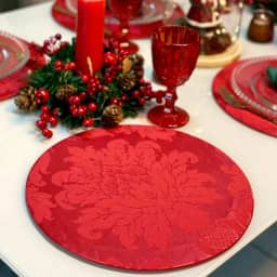 Genérico Kit Capas de Sousplat 35cm de Natal Natalina 6 Lugares (12 Vermelho medalhão)