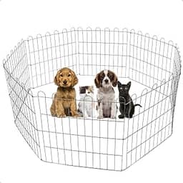 Cercadinho Pet Dobrável para Cachorros de Pequeno Porte - Cercado Móvel com 8 Módulos de Telas de 60 cm de Altura