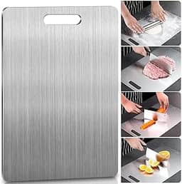 Tábua de Corte de Titânio Inoxidável 46x30cm – Antibacteriana, Resistente e Durável para Cozinha, Carne, Legumes – 1 Peça