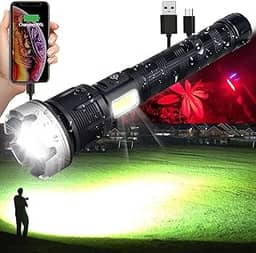 VASTFIRE Lanternas recarregáveis de alto lúmens, 2000000 com zoom 2024, melhor holofote, holofote, lanternas estroboscópicas, lanterna mais brilhante para acampamento doméstico, carros com falta de
