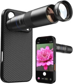 MIAO LAB Lente teleobjetiva HD 10X e lente macro de 200 mm, kit de lente de câmera de telefone de alumínio 2 em 1 com interface de rosca de lente de 17 mm. Acessório de lente de telefone adequado para