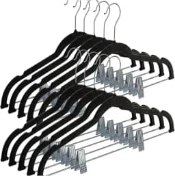 Kit 10 Cabide de Veludo Slim com Presilha de Metal – Preto, Cinza ou Bege | Antiaderente, Reforçado e Elegante