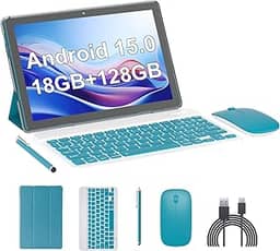 Tablet Android 15, tablets de 10 polegadas, 18 GB de RAM + 128 GB de ROM/2 TB expansível, tablets 2 em 1 com capa para teclado, tela IPS 1280 x 800, Wi-Fi 5G, câmera dupla, bateria de 6000 mAh BT5