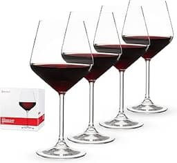 Spiegelau Conjunto de 4 taças de vinho estilo borgonha - cristal feito na Europa, haste clássica, lavável na lava-louças, conjunto de presente de taça de vinho tinto de qualidade profissional - 640 g