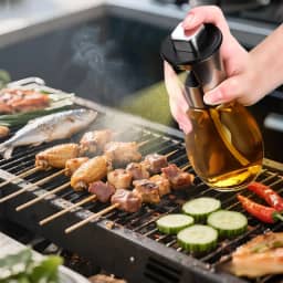 Pulverizador de azeite de oliva para cozinhar 2 em 1, frasco dispensador de azeite de oliva para cozinha, recipiente de óleo para assar, fritadeira, salada, fritura, churrasco, assar (200 ml, círculo)