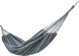 Rede de Dormir Cinza com Listras Coloridas – 100% Algodão | Suporta até 250 kg | Rede de Descanso Ideal para Varanda, Quintal e Acampamento