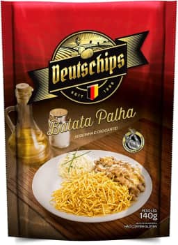 Batata Palha Tradicional Deutschips 140G, Batata Frita Palha Fina Sabor Tradicional, Vermelho
