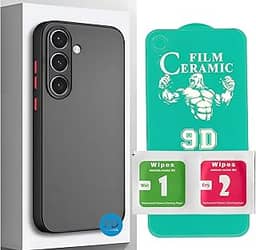 Kit Capinha Case Capa para Samsung Galaxy A56 Premium Anti Impacto Fosca Preta Translúcida com Proteção de Câmera com Película em Cerâmica 9D - FD Acessórios (Kit Capa + Película Cerâmica 9D)