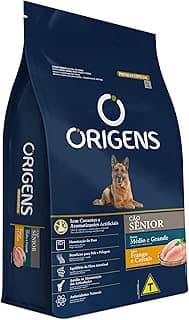 Adimax Ração Origens Cães Sênior Frango e Cereais Integrais 15kg, Grão médio