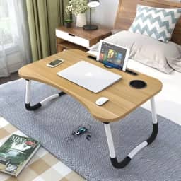 Mesa Portátil para Notebook Suporte para Cama e Sofá Dobrável Home Office (Madeira)