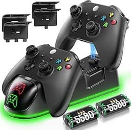 OIVO Estação de carregamento de controle XSX com 2 pacotes de baterias recarregáveis de 1300 mAh para Xbox Series X/S/One/Elite/Core Controller, base de carregamento Xbox, kit de carregamento, estação de carregamento para controle Xbox