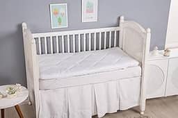 Protetor de Berço Pillow Top Dupla Face 400 Fios Micropercal – Trocador e Colchão, Antialérgico, Enchimento 400g, com Elástico – Padrão Americano 1,30x70cm