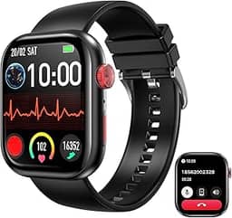 LucZeng Smartwatch Relógio Inteligente, Tela HD Touch 2.01', IP68 à Prova d'Água, Monitor de Frequência Cardíaca e Sono, 120+ Modos Esportivos, Bateria de 3-5 Dias, Assistente de Voz, 2 Pulseiras