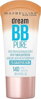 Maybelline Dream Pure Skin Clearing BB Cream, bálsamo de beleza 8 em 1 para aperfeiçoar a pele com 2% de ácido salicílico, cobertura transparente, sem óleo, profundo, 1 unidade