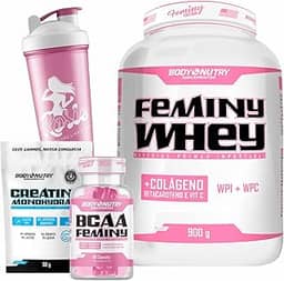 Combo Feminy Whey 900g + BCAA + Creatina Mono + Coqueteleira (Baunilha, 900G)