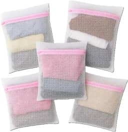 Kit 5 Sacos de Lavar Roupas Delicadas para Maquina de Lavar, Malha Protetora, 30x40 cm, Branco