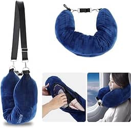 Kunyi's Travesseiro de viagem que você enche com roupas como bagagem de mão serve para 5 dias de viagem, essenciais de viagem, multifuncional, transformável, fronha de pescoço, fronha de pelúcia macia