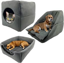 Cama Toca Iglu 3 em 1 Suede Cachorro Gato Frio Quente Pet G (Cinza)