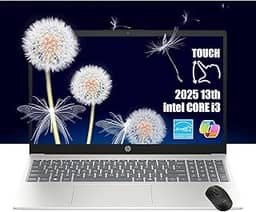 HP Laptop com tela sensível ao toque HD de 15,6 polegadas | Intel Core i3-1315U | 8 GB de RAM, SSD PCIe de 256 GB | Webcam | HDMI | Teclado numérico | Wi-Fi 6 | Windows 11 Home | Pacote com mouse sem