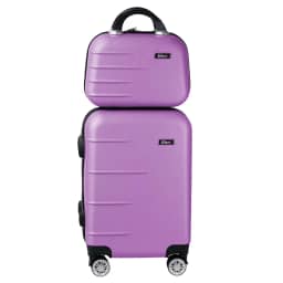 Kit Mala de Bordo Silent Ipanema + Frasqueira - Padrão ANAC | Rígida em ABS | 4 Rodas Duplas 360° | Cadeado Numérico Integrado | Leve e Resistente (Lilás Candy)