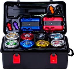 Kit Beyblade Metal Fusion: 8 Piões, 2 Lançadores e 1 Grip