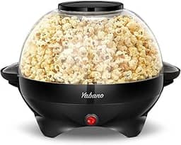 Máquina de pipoca, máquina de fazer pipoqueira de 6 litros, placa antiaderente, agitação elétrica com tecnologia de aquecimento rápido, alças de toque frio (preto)