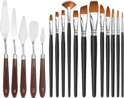 Kit de Pincéis para Pintura - 12 Pincéis + 5 Espátulas para Aquarela e Tinta Acrílica | Pinceis para Tinta Acrílica, Kit Pincel Aquarela, Espátula para Pintura | Ferramentas Profissionais para Artista