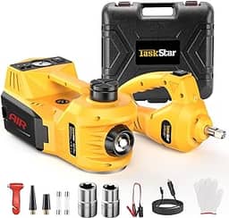 TaskStar Kit de Macaco para Carro Elétrico, Macaco Hidráulico de 5 Toneladas 12V com Chave de Impacto Elétrica e Bomba de Inflador de Pneus, Kit de Macaco Portátil para Carro Suv Mpv Sedan Caminhão Tr